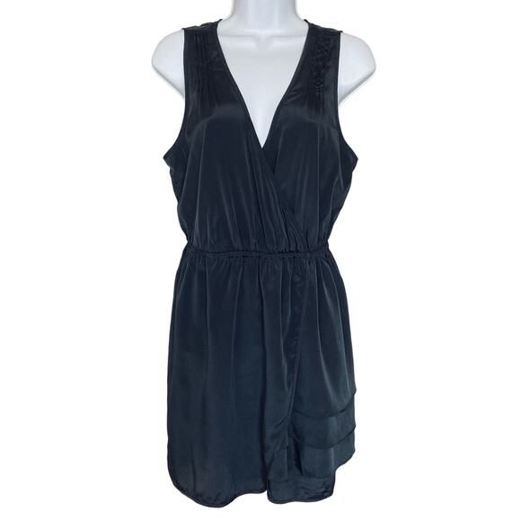 NWT Urban Outfitters Pins And Needles Black Surplice Faux Wrap Mini Dress Size M - Picture 1 of 16
